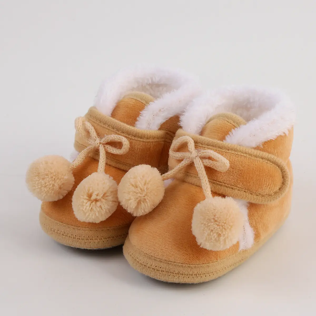 White Wool Baby Shoes for Kids Winter Soft Bottom