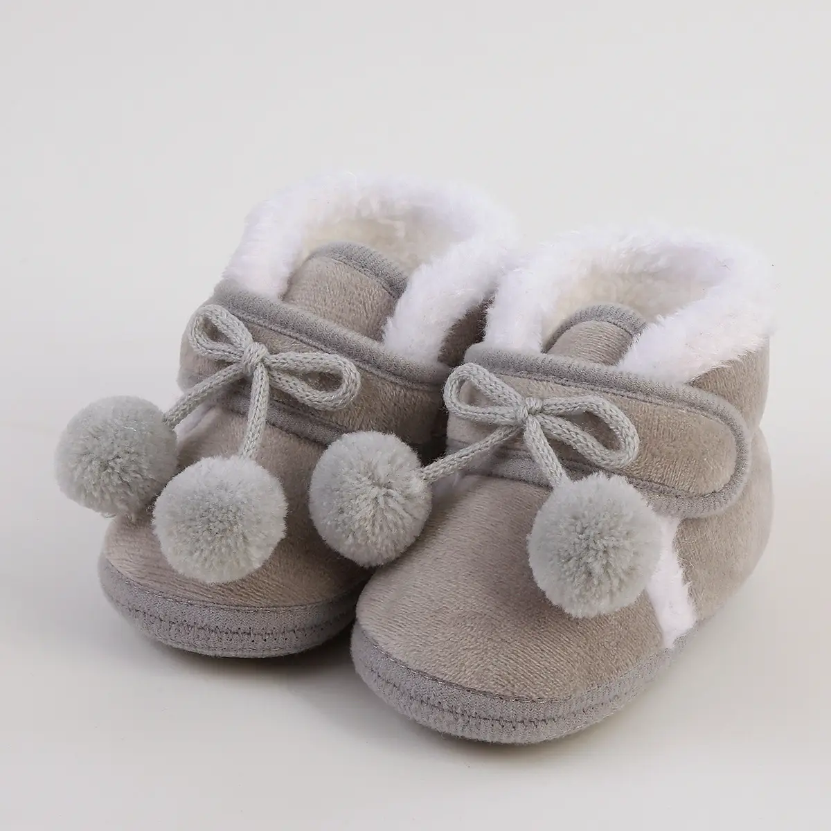 White Wool Baby Shoes for Kids Winter Soft Bottom
