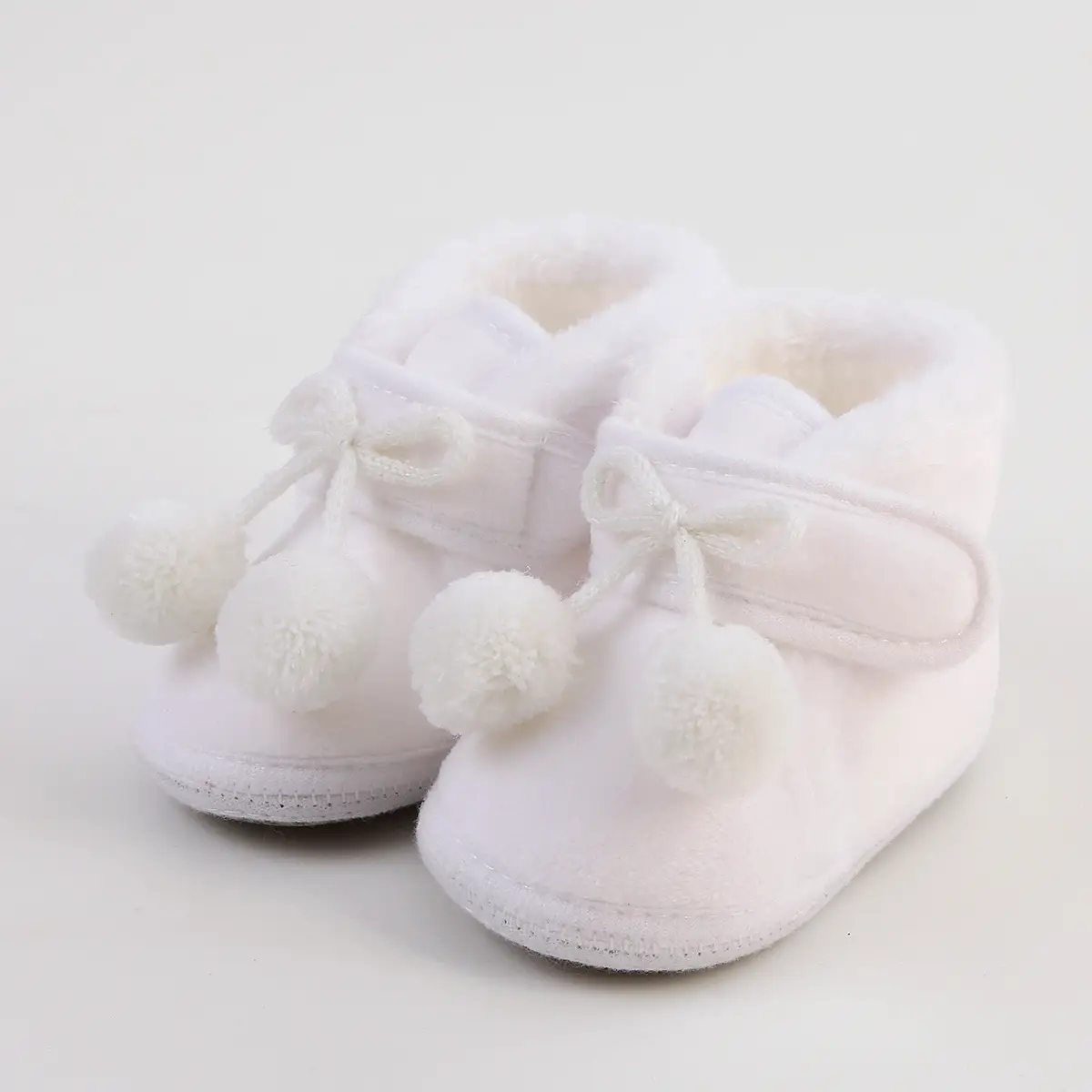 White Wool Baby Shoes for Kids Winter Soft Bottom