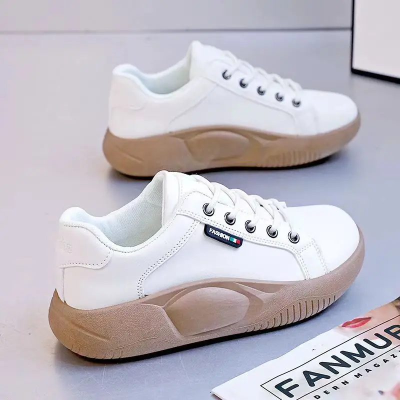 White Low-Top Casual Sneakers for Girls 2025