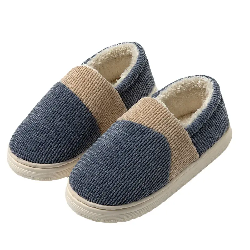 Winter cotton-padded shoes men's plus size home indoor non-slip thickened warm fabric cotton slippers men's supermarket wholesale