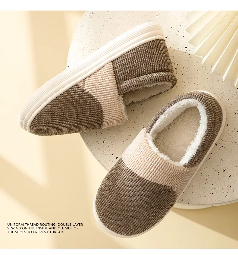 Winter cotton-padded shoes men's plus size home indoor non-slip thickened warm fabric cotton slippers men's supermarket wholesale — feature 11