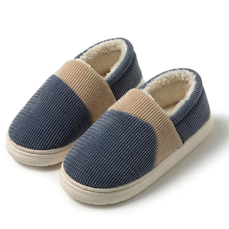 Winter cotton-padded shoes men's plus size home indoor non-slip thickened warm fabric cotton slippers men's supermarket wholesale
