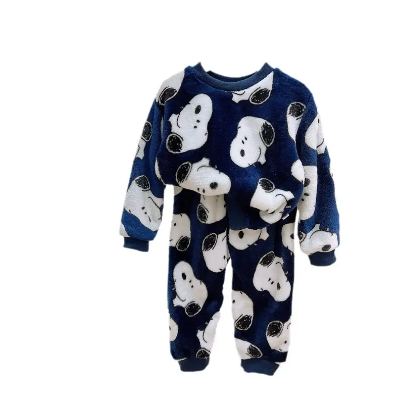 Children's Flannel Pajamas suit Autumn and Winter Men's and Women's Middle and Big Children's Warm fleece-lined Thickened Autumn Clothes Autumn Trousers Home Clothes - Image 13