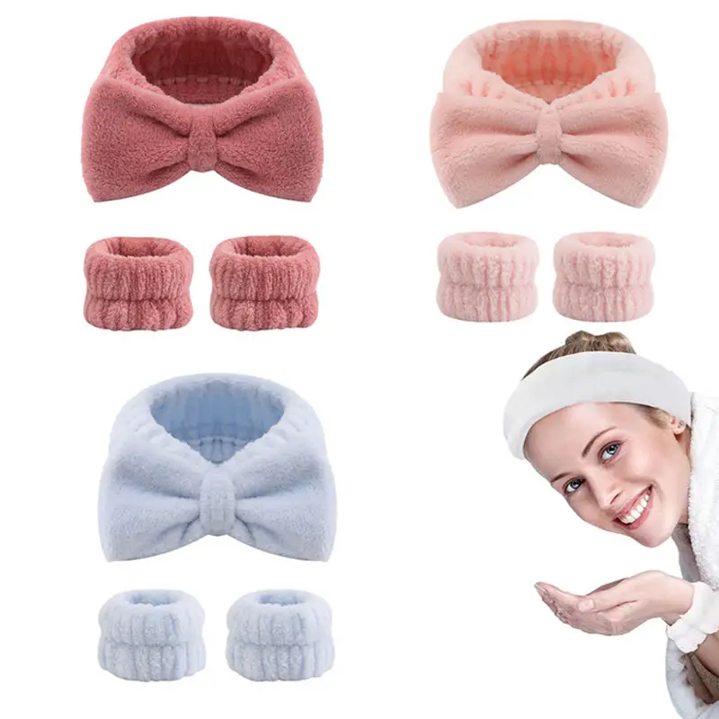 Pink Fleece Hair Bands for Face Mask & Makeup - Image 17