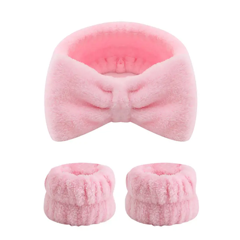 Pink Fleece Hair Bands for Face Mask & Makeup - Image 18