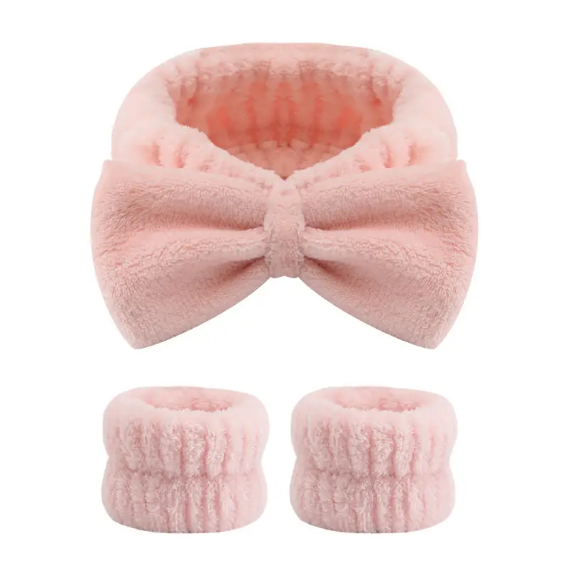 Pink Fleece Hair Bands for Face Mask & Makeup - Image 6
