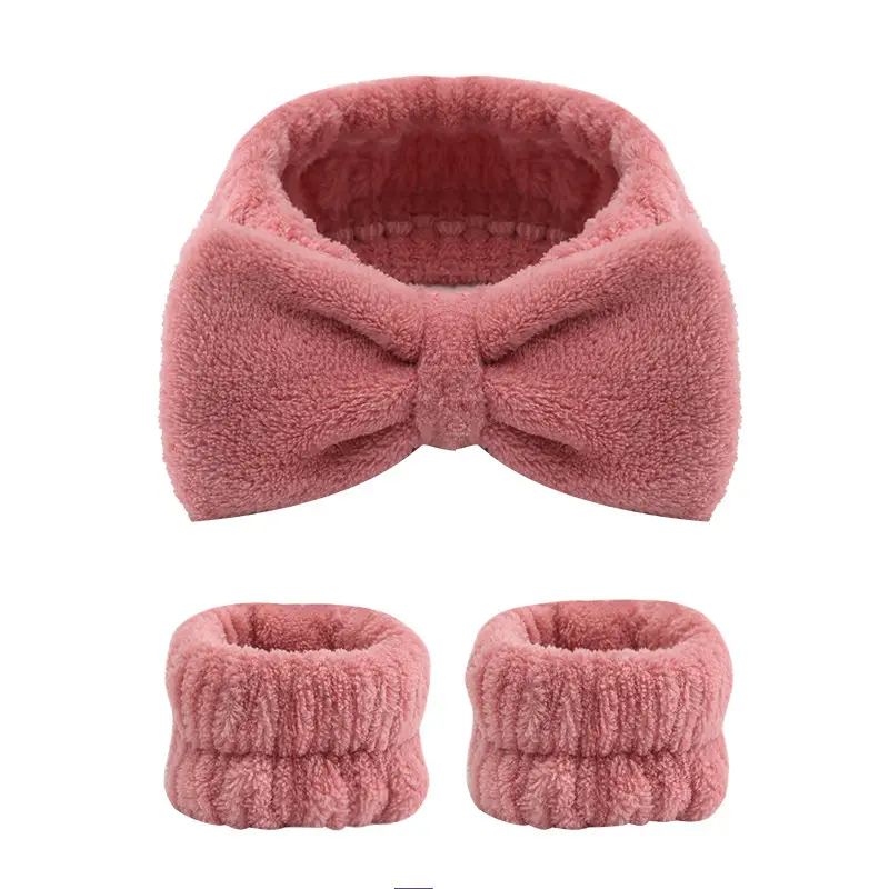 Pink Fleece Hair Bands for Face Mask & Makeup - Image 7
