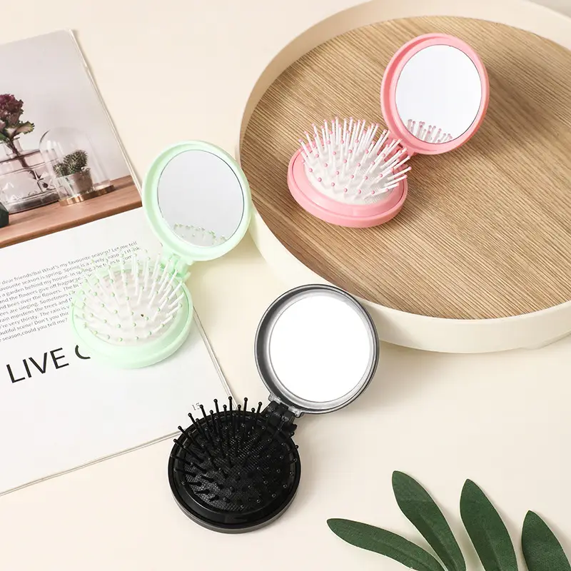 Folding Mini Mirror Flip Comb for Women - Image 10