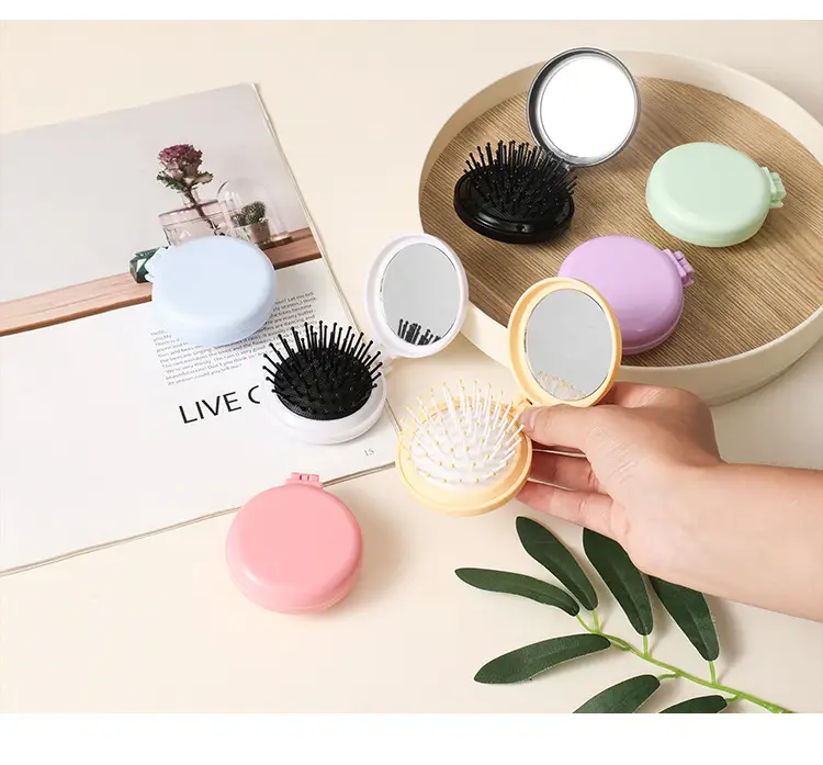 Folding Mini Mirror Flip Comb for Women — feature 9