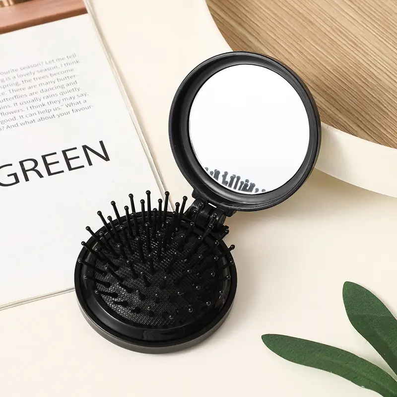 Folding Mini Mirror Flip Comb for Women - Image 2