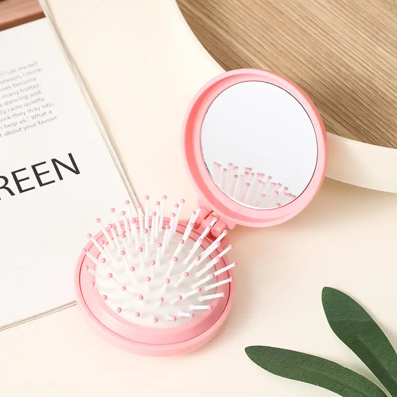 Folding Mini Mirror Flip Comb for Women - Image 3