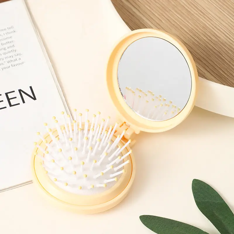 Folding Mini Mirror Flip Comb for Women - Image 4