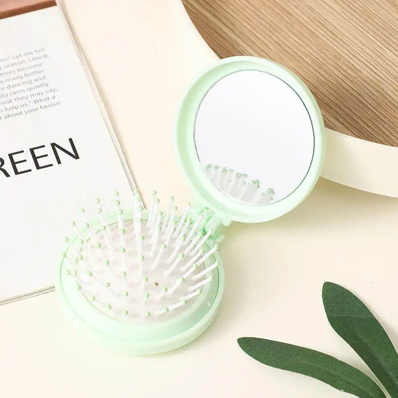 Folding Mini Mirror Flip Comb for Women - Image 5