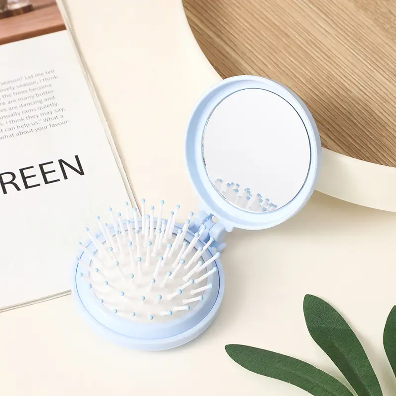 Folding Mini Mirror Flip Comb for Women - Image 6