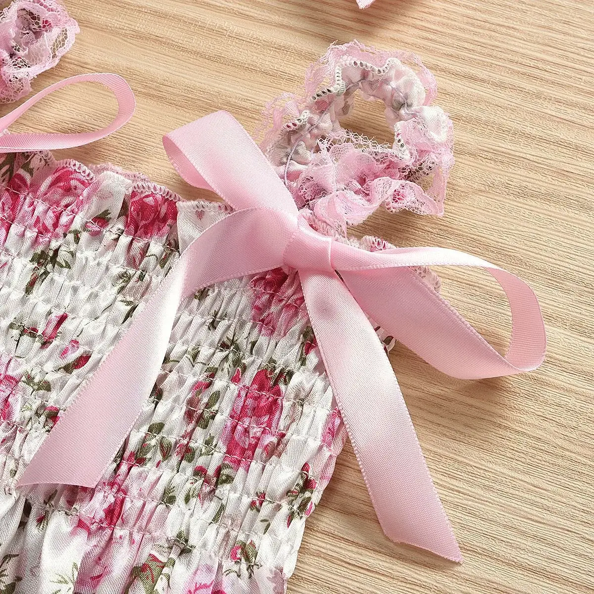 Blue Floral Printed Girls' Suspenders Outfit — feature 8