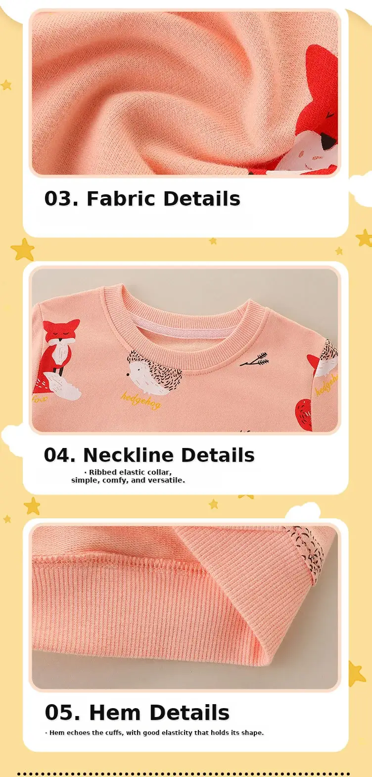 Girls Printed Long Sleeve Sweater Peach Round Neck — feature 5