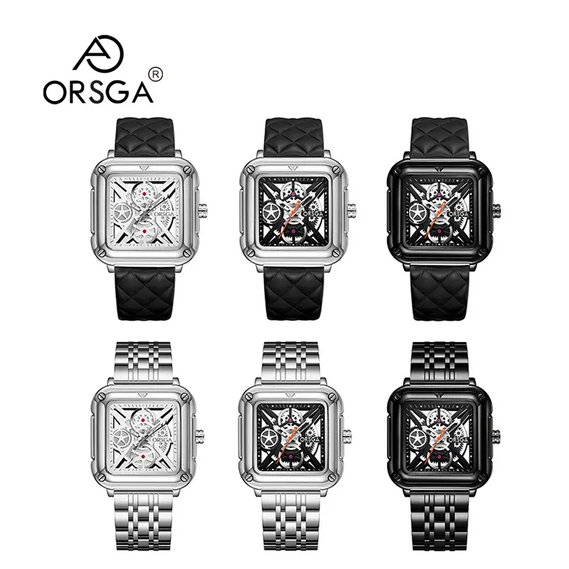 Black Square Hollow Watch with Skeleton Design — feature 3