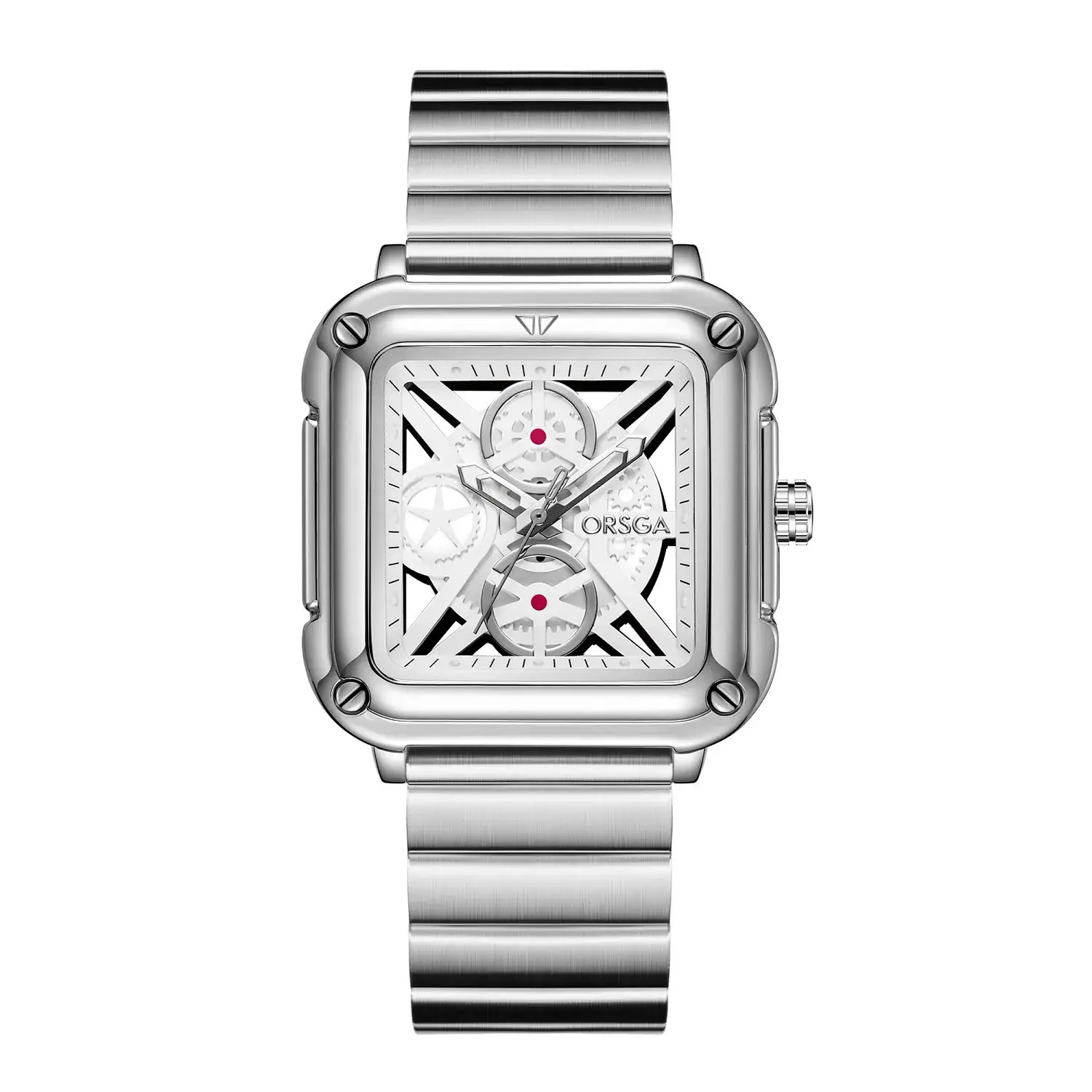 Black Square Hollow Watch with Skeleton Design - Image 4