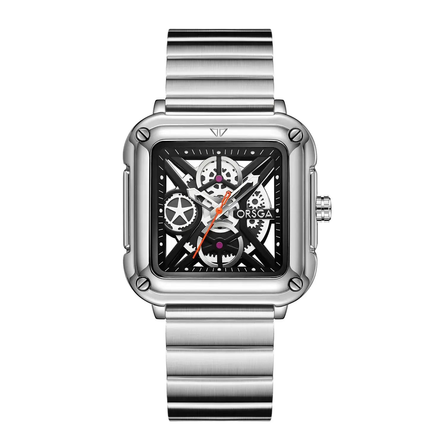 Black Square Hollow Watch with Skeleton Design - Image 5