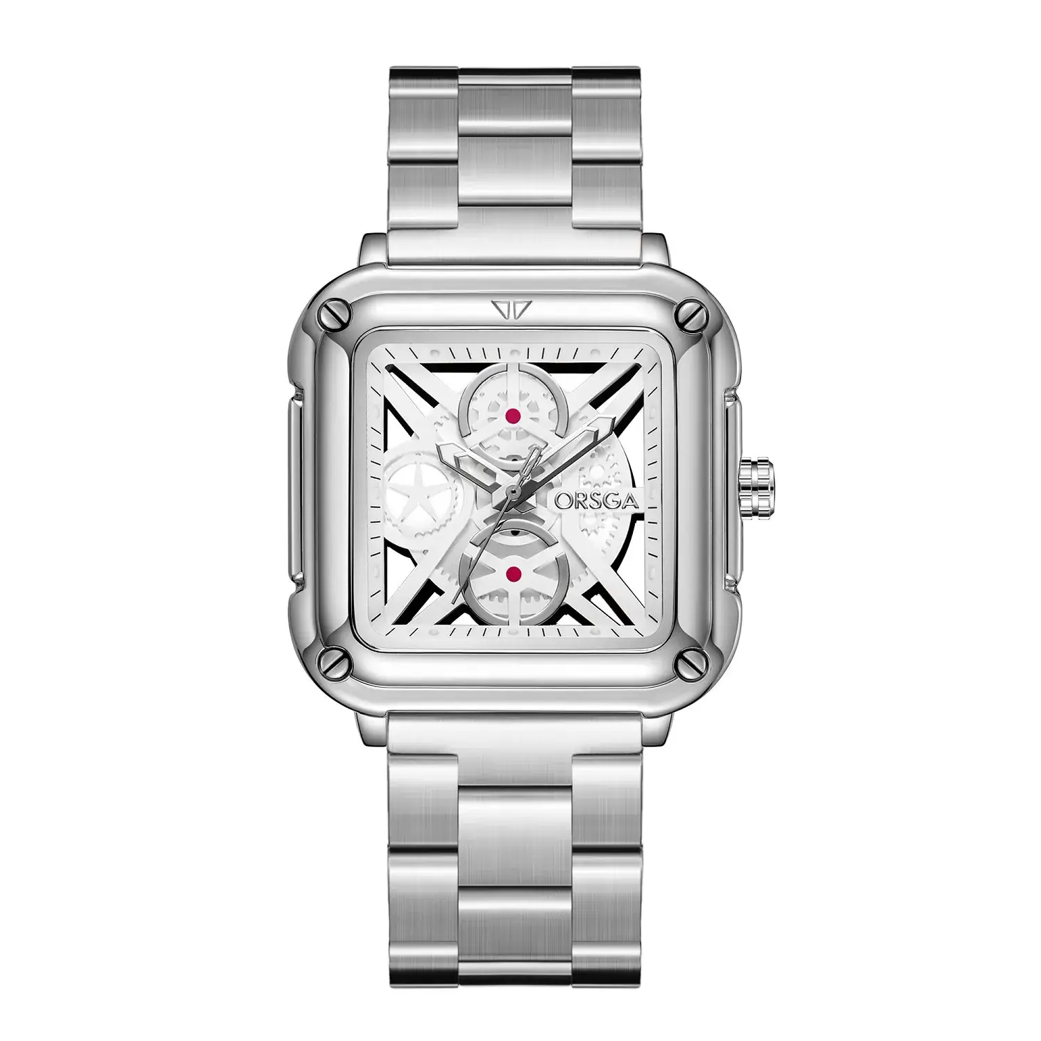 Black Square Hollow Watch with Skeleton Design - Image 7