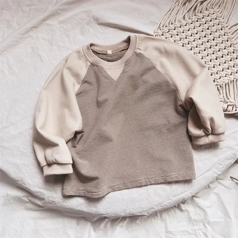 Kids Long Sleeve T-Shirt Brown Loose Fit Korean Style - Image 2