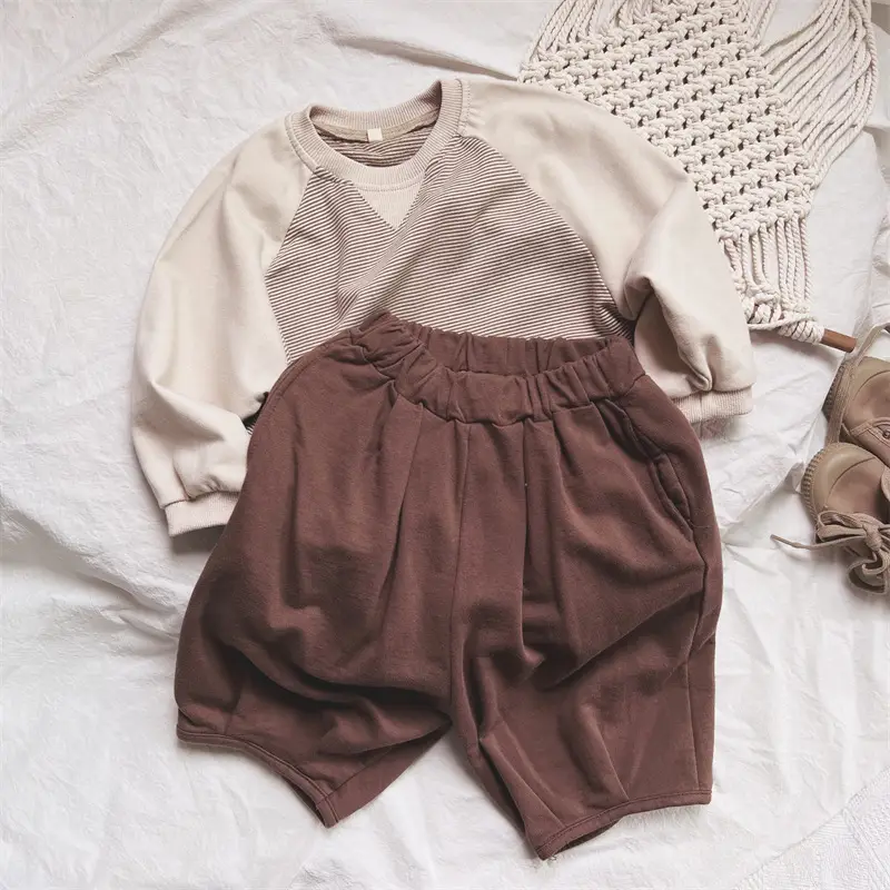 Kids Long Sleeve T-Shirt Brown Loose Fit Korean Style — feature 12