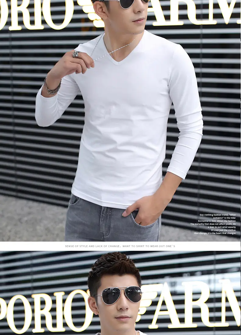 Men's Grey Long Sleeve T-Shirt Slim Fit All Season — feature 10