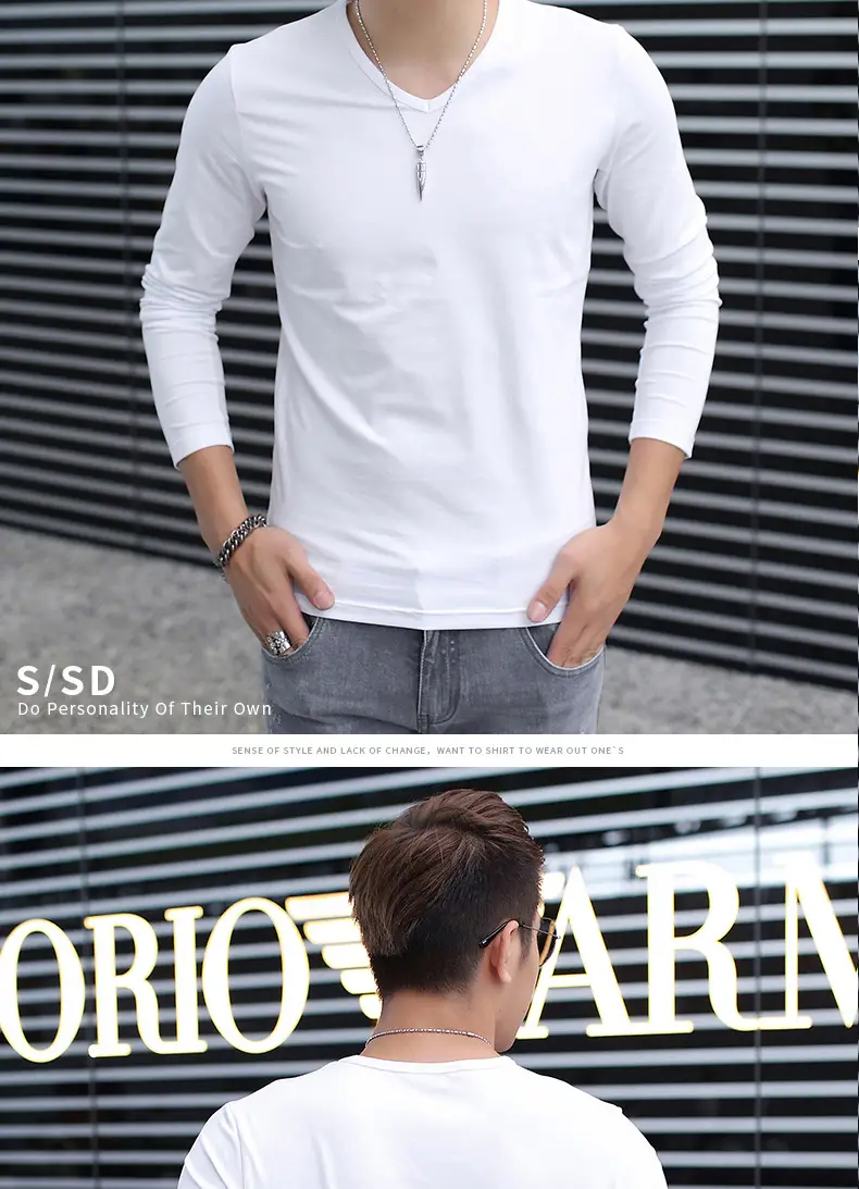 Men's Grey Long Sleeve T-Shirt Slim Fit All Season — feature 11