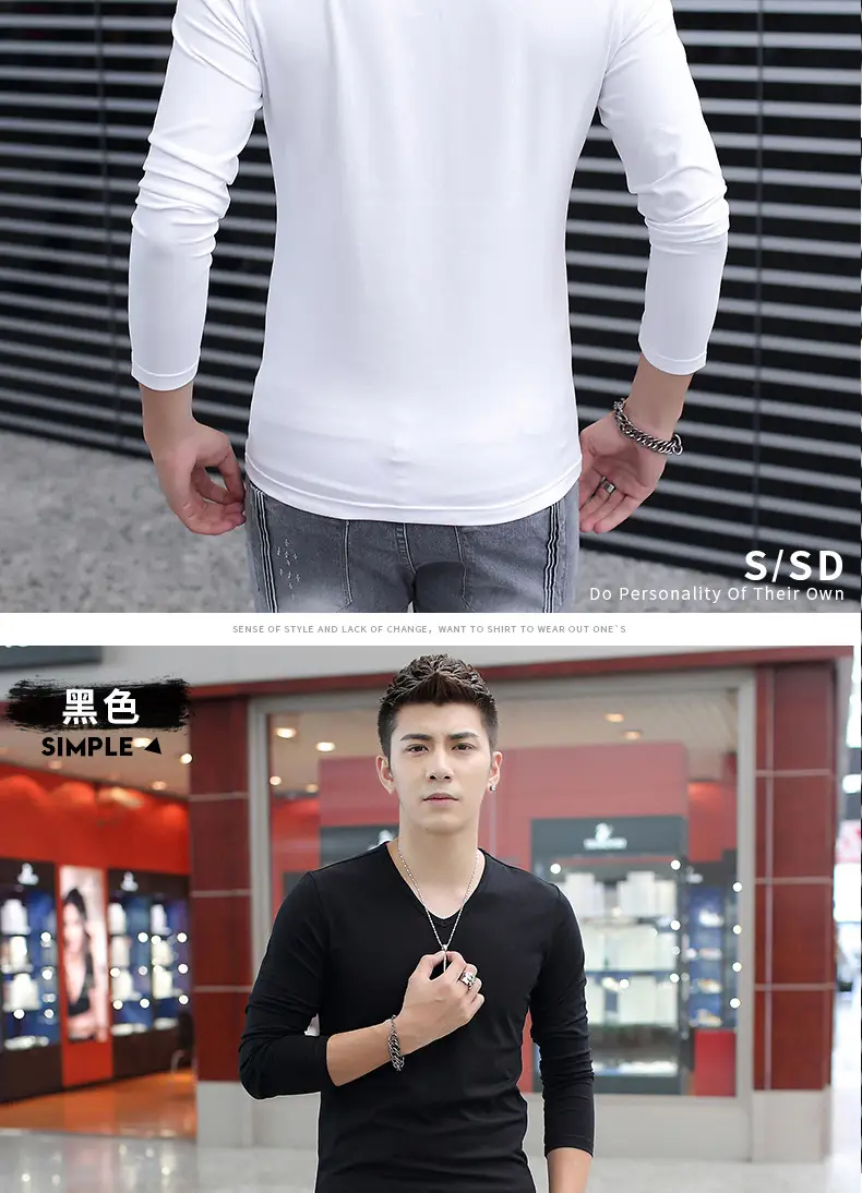 Men's Grey Long Sleeve T-Shirt Slim Fit All Season — feature 12