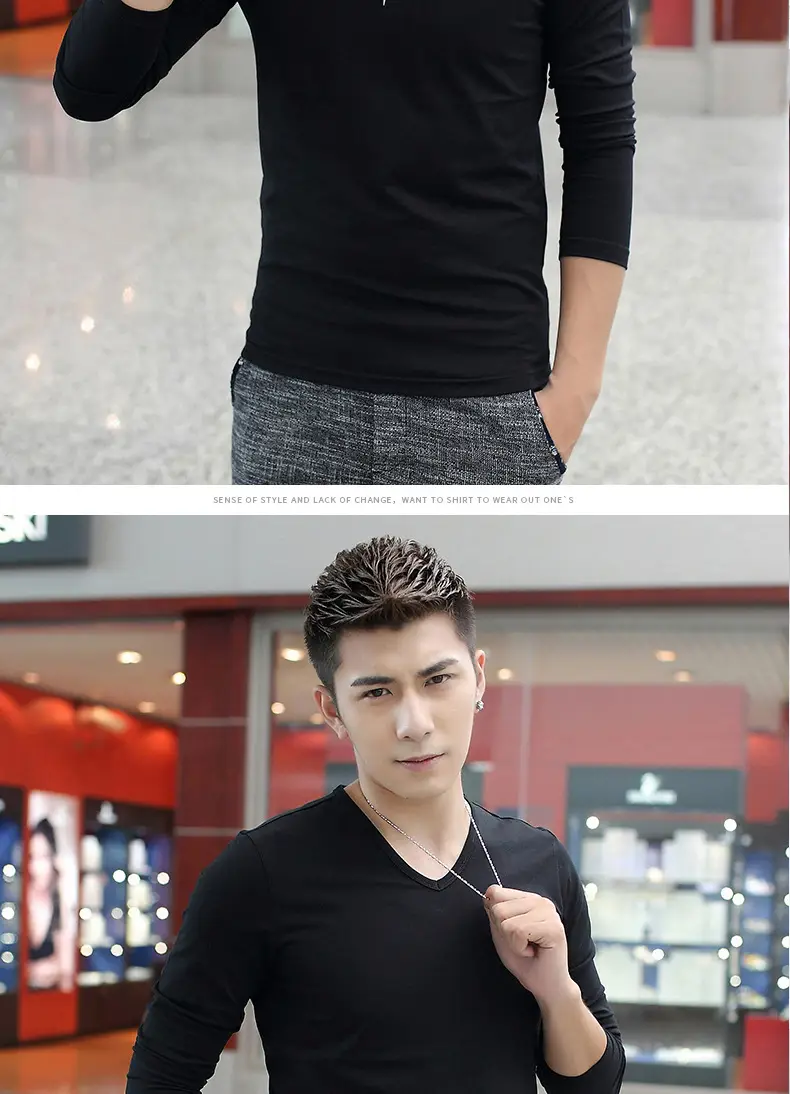 Men's Grey Long Sleeve T-Shirt Slim Fit All Season — feature 14