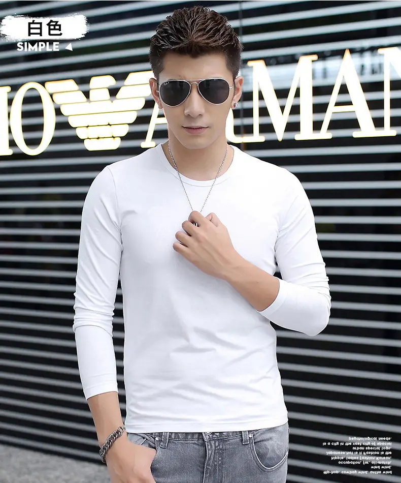 Men's Grey Long Sleeve T-Shirt Slim Fit All Season