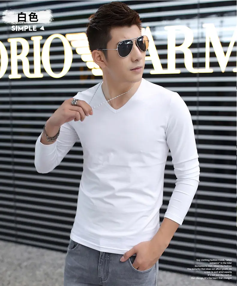 Men's Grey Long Sleeve T-Shirt Slim Fit All Season