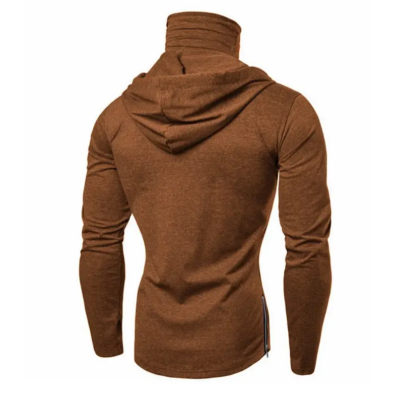 Men Hooded Long Sleeve T-Shirt with Skull Mask Design Black — feature 10