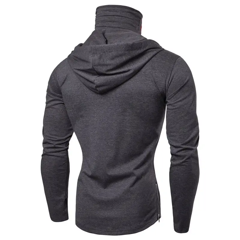Men Hooded Long Sleeve T-Shirt with Skull Mask Design Black — feature 7