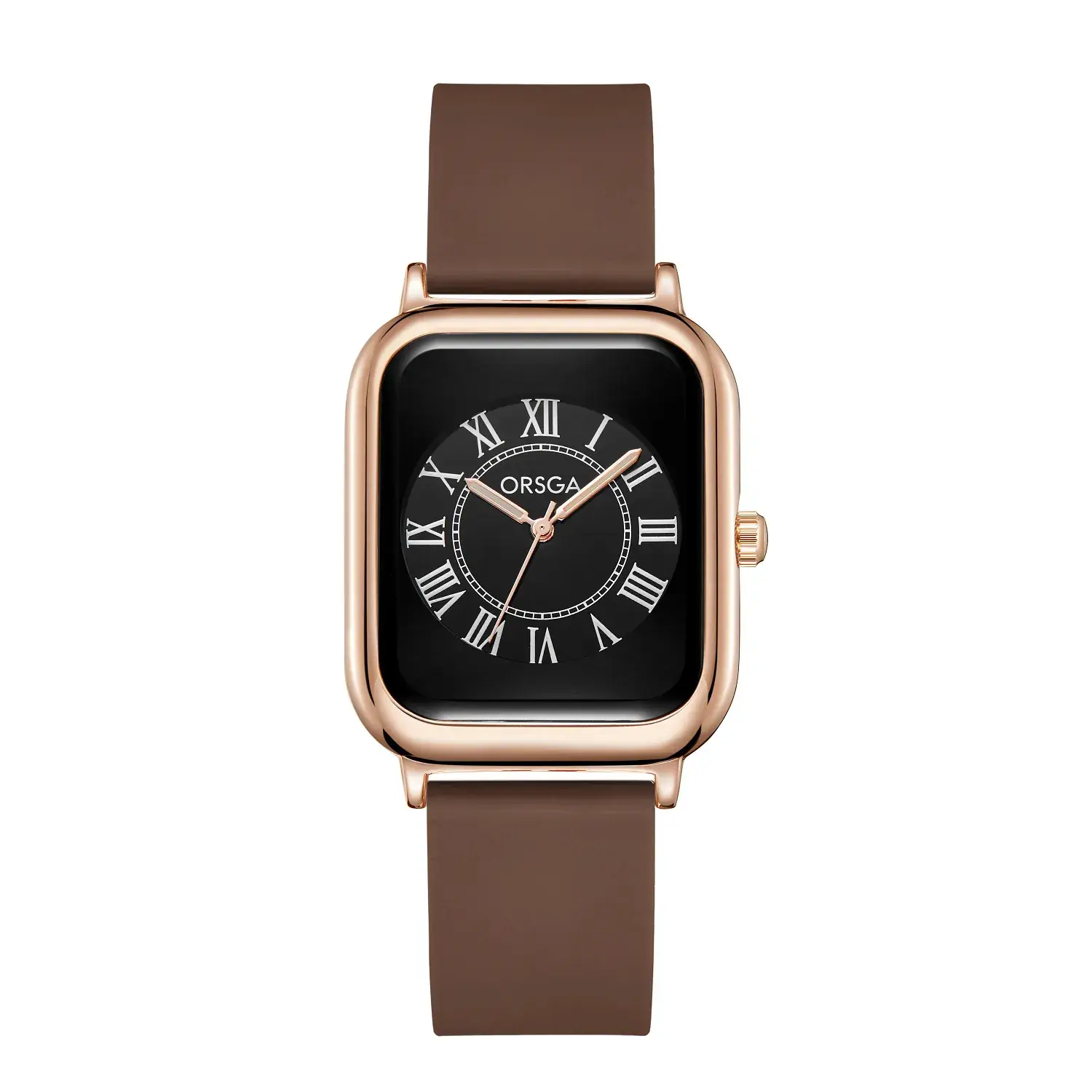 Oshga Square Watch Brown Silicone Waterproof Quartz - Image 5