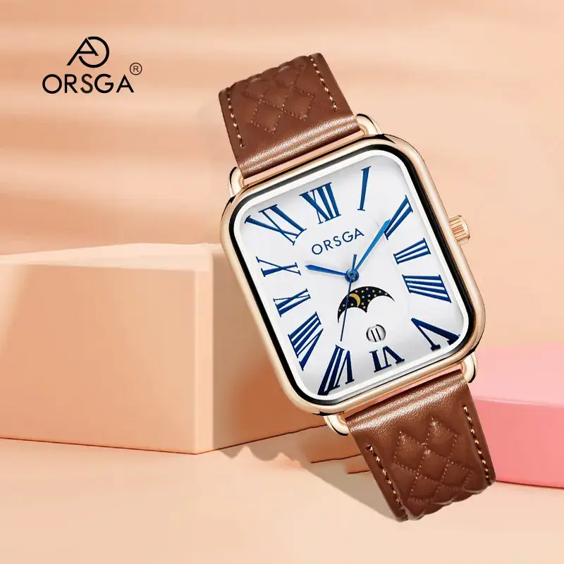 Orsga Women's Square Roman Dial Quartz Watch Black Strap - Image 17