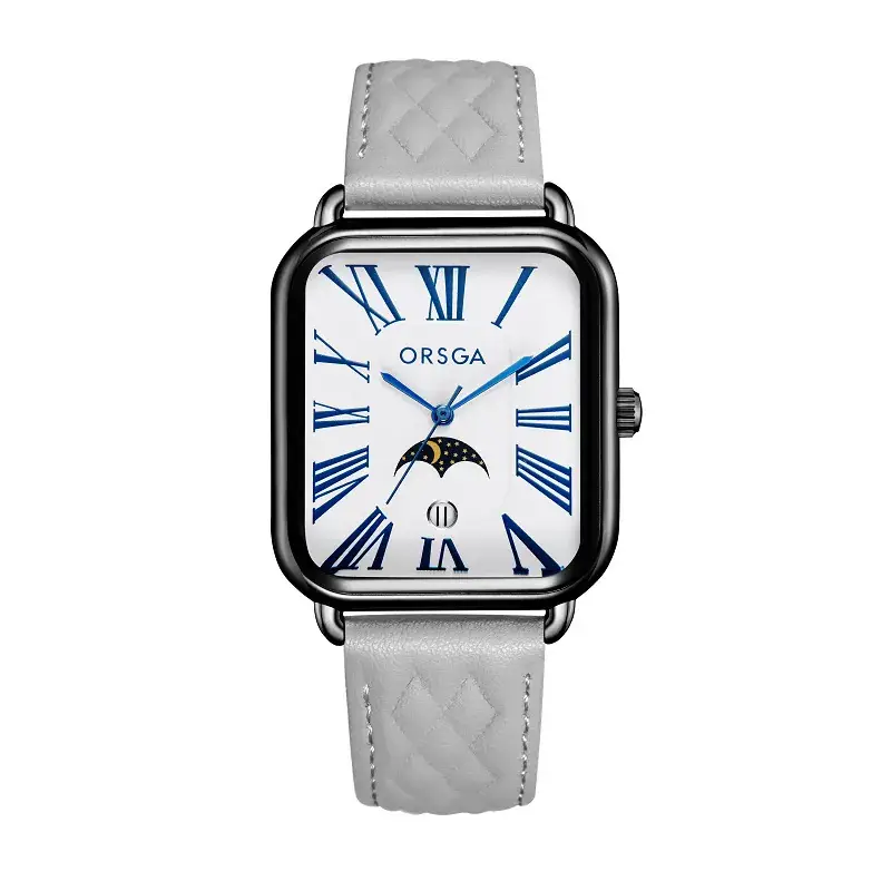 Orsga Women's Square Roman Dial Quartz Watch Black Strap - Image 18