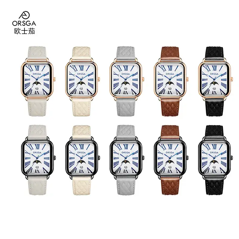 Orsga Women's Square Roman Dial Quartz Watch Black Strap - Image 19