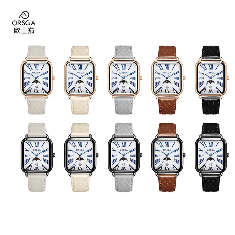 Orsga Women's Square Roman Dial Quartz Watch Black Strap — feature 16