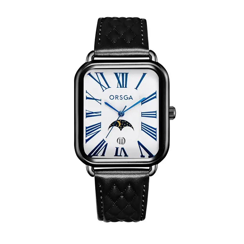 Orsga Women's Square Roman Dial Quartz Watch Black Strap - Image 6