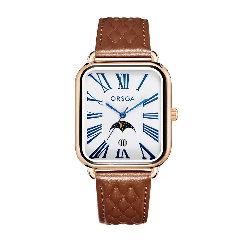 Orsga Women's Square Roman Dial Quartz Watch Black Strap - Image 7