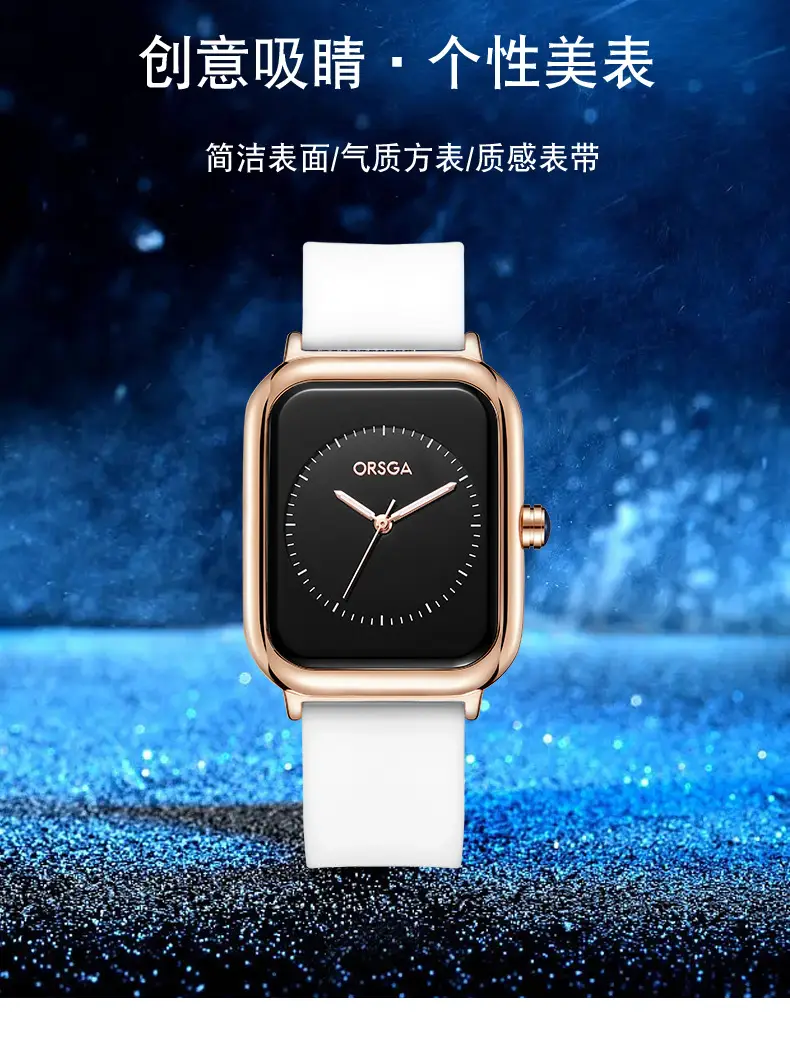 ORSGA Women's Rose Gold Watch with White Strap — feature 3