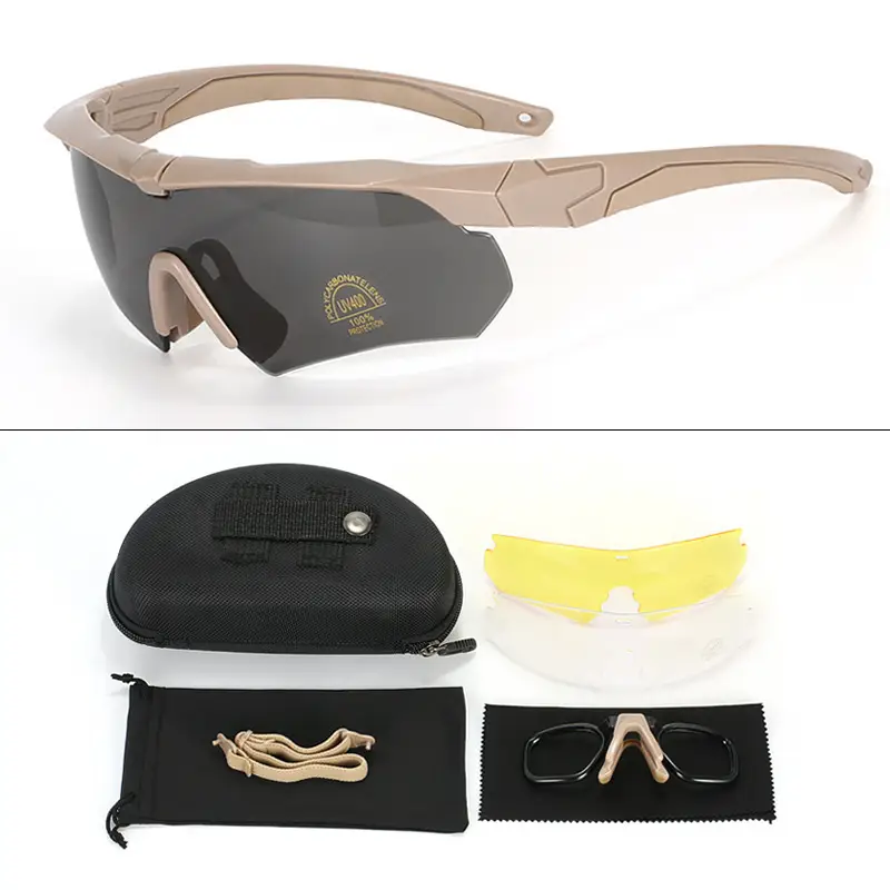 Polarized UV Protection Shooting Goggles Black Windproof Sand Outdoor Sunglasses