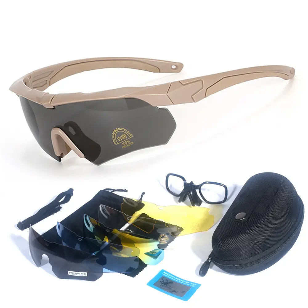 Polarized UV Protection Shooting Goggles Black Windproof Sand Outdoor Sunglasses