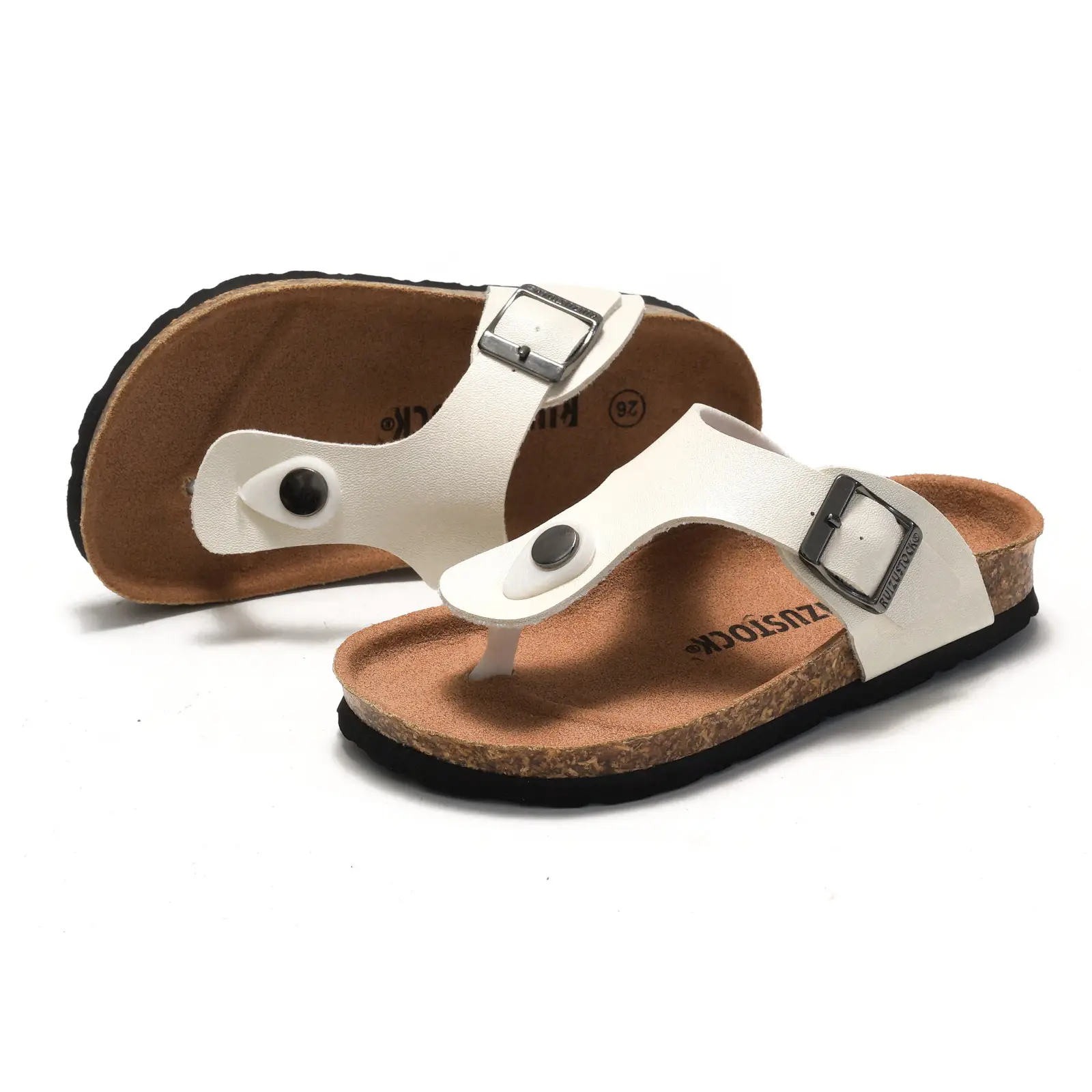 2025 Spring Kids Cork Slippers White Buckle