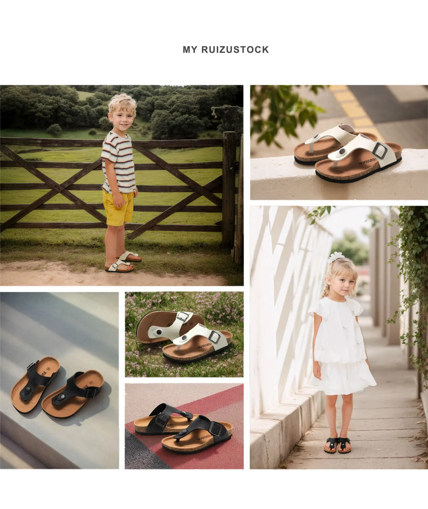 2025 Spring Kids Cork Slippers White Buckle — feature 2