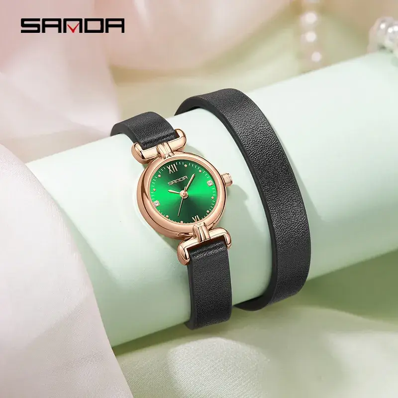 Sanda Women's Brown Leather Quartz Watch Retro Style