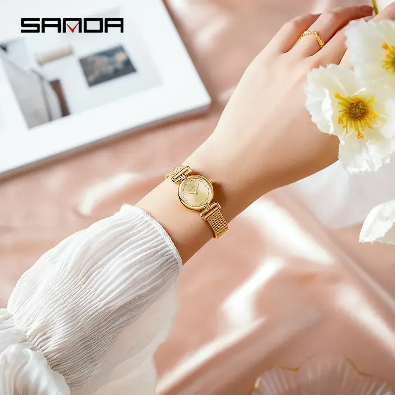 Sanda Women's Brown Leather Quartz Watch Retro Style