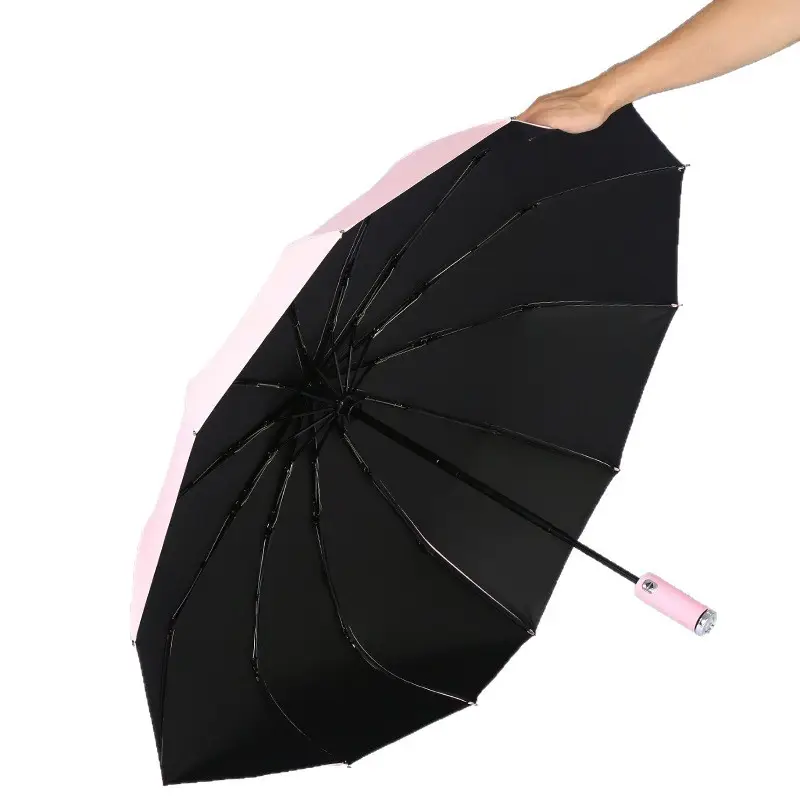 Blue Foldable Umbrella with 12-Rib Reverse & UV Protection - Image 10